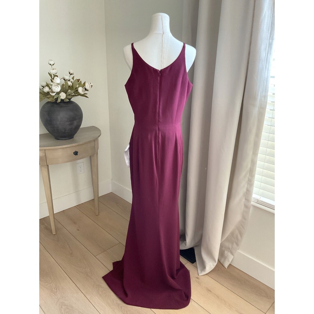 Dress The Population Iris Slit Crepe Gown Side Slit Burgundy LARGE NWT - Picture 6 of 14